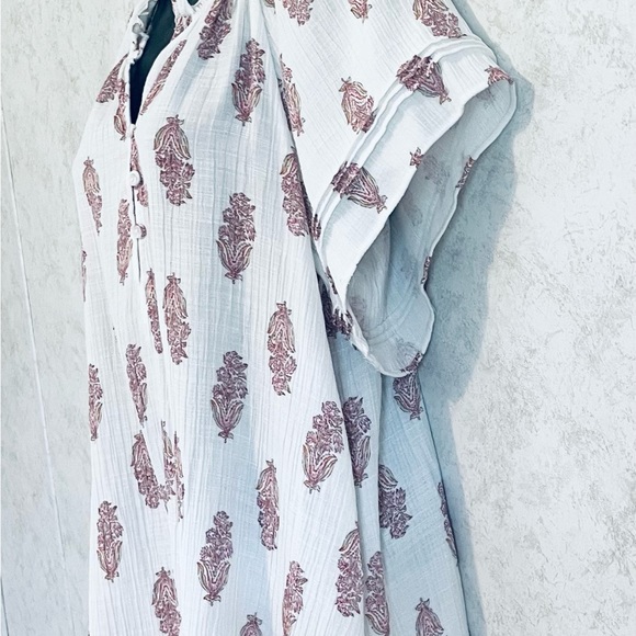 Wonderly Womens Top Blouse Raglan Sleeves Gathered to Neck Size Medium Vee Neck - Picture 4 of 16